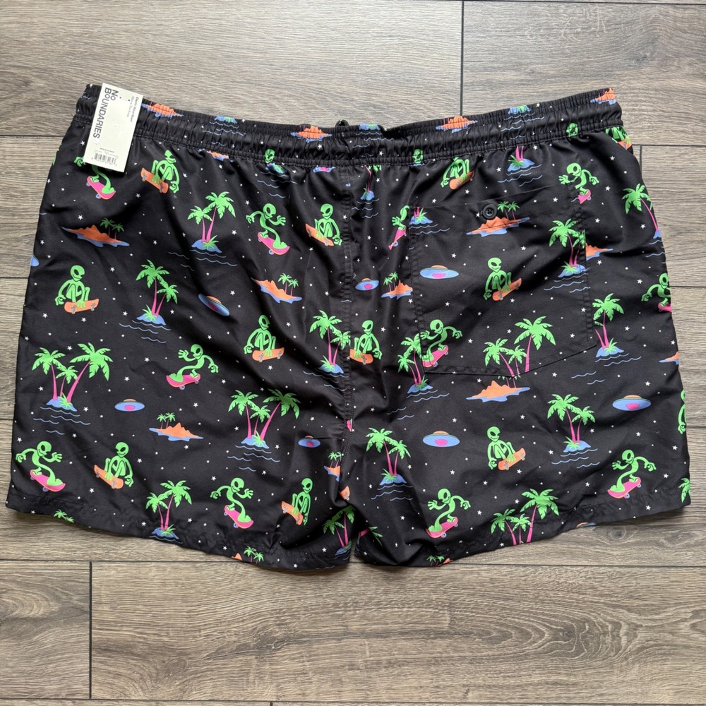 No Boundaries Mens 3XL Alien Skateboard Swim Trunks Black 6" Inseam UPF 50+ NWT - Picture 8 of 8